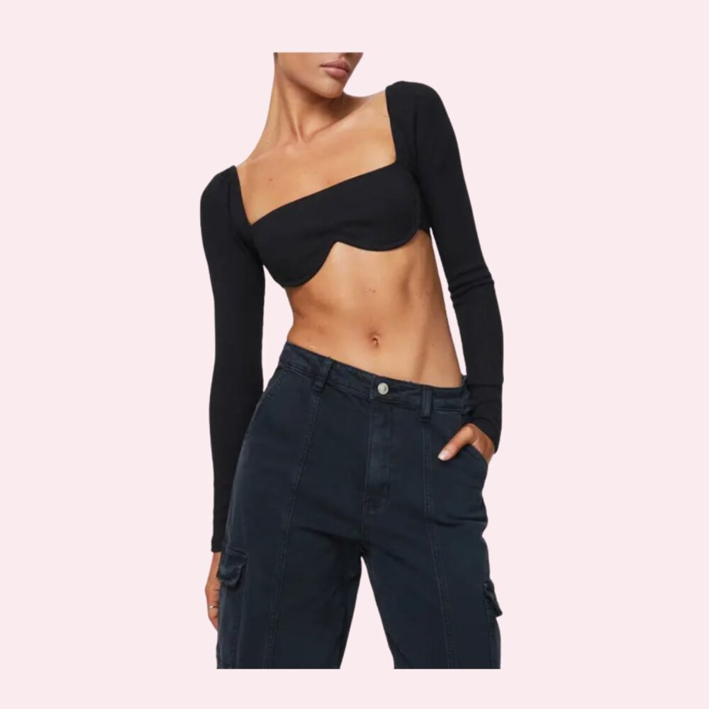 NWOT Princess Polly Becca Long Sleeve Crop Top Size 0